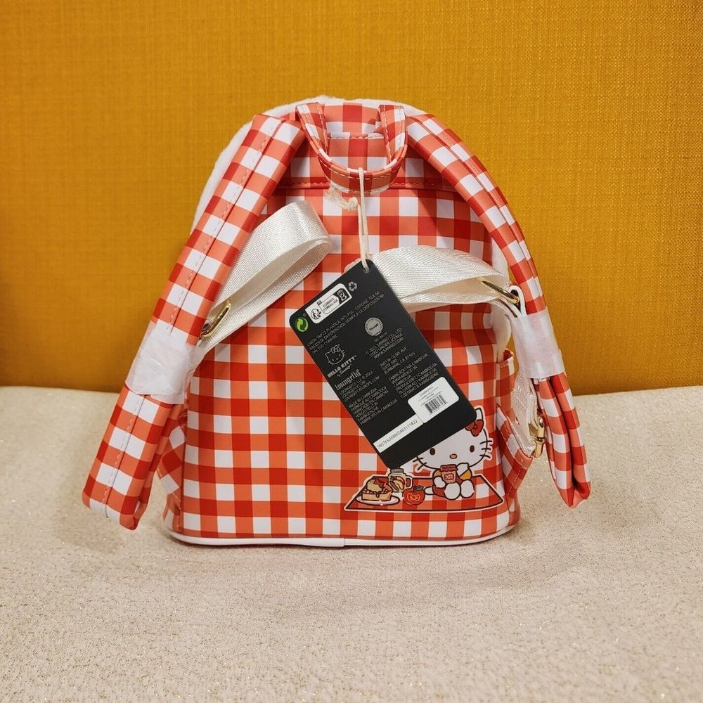 Loungefly Sanrio Hello Kitty Gingham Cosplay Mini Backpack Plush NEW - Picture 8 of 13